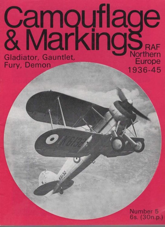 Camouflage & Markings. No.5 Gladiator, Gauntlet, Fury Demon RAF Nothern Europe 1936-45