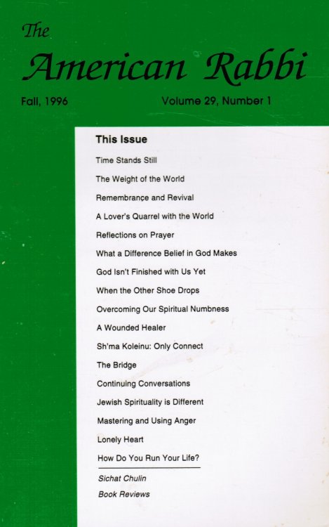 The American Rabbi: Volume 29, Number 1, Fall 1996
