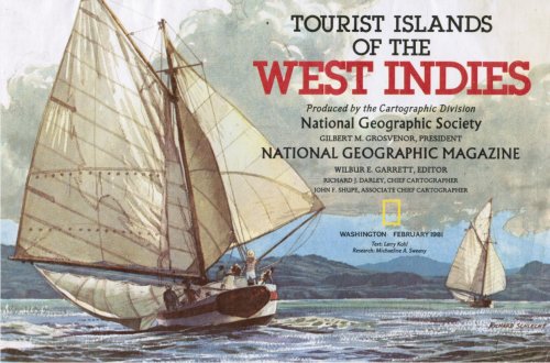 Tourist Islands of the West Indies: Full-Color National Geographic Map - February 1981
