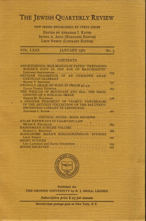 The Jewish Quarterly Review : January 1981