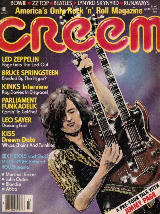 Creem Magazine April 1977-Jimmy Page, Cover Led Zeppelin, Springsteen, Skynyrd