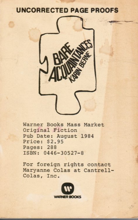 Bare Acquaintances (Uncorrected Page Proofs)