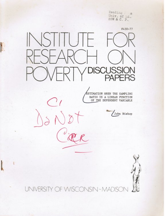 Institute for Research on Poverty Discussion Papers : Estimation when the Sampling Ratio is a Linear Function of the Dependent Variable