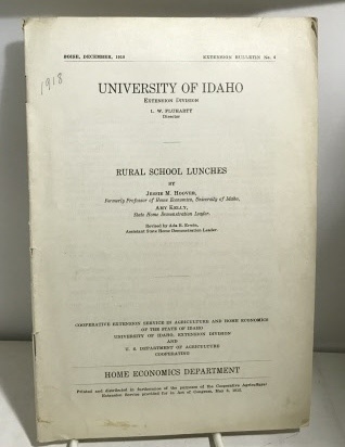 Rural School Lunches (Home Economics Department) (Extension Bulletin No. 4)