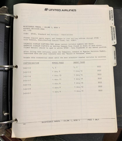 Maintenance Manual - Volume 1, Book 4 Advance Revision #226, Dec. 1/82 (States Book One of Two on the Spine)