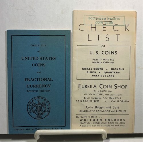 Three Pieces Of Ephemera : Two Check Lists From The Eureka Coin Shop And A Check List From The Tatham Stamp & Coin Company