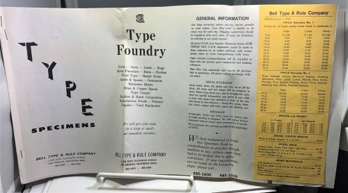Bell Type & Rule Company: Type Specimens Sheets