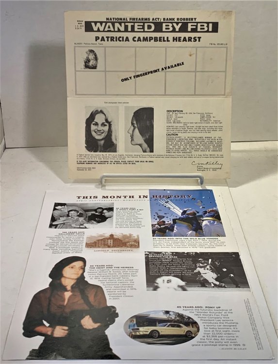 Original Wanted by FBI - Patricia Campbell Hearst: Small Format Brochure Showing Only Patricia Hearst