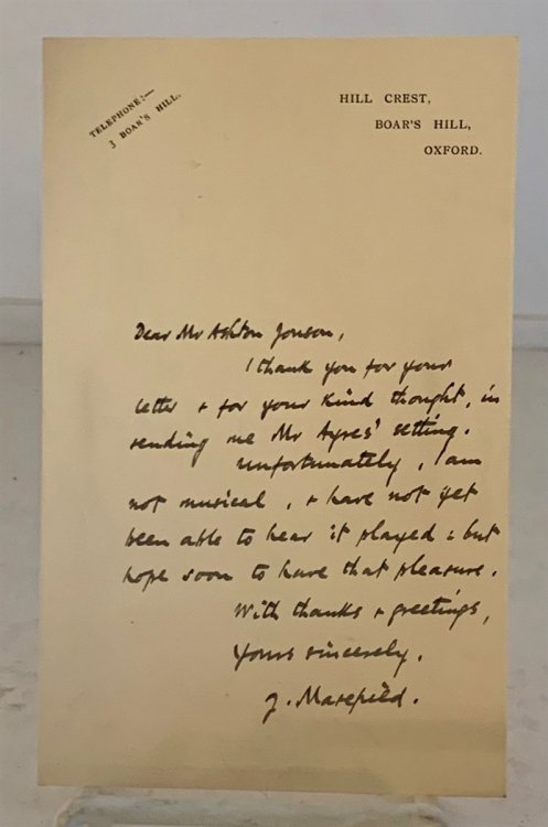 A Handwritten (Autograph) and Signed Letter by English Poet Laureate John Masefield.