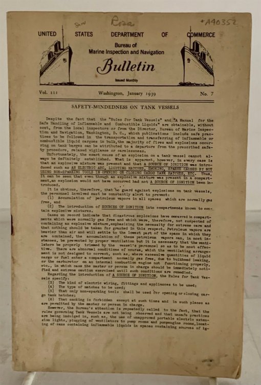 Bureau Of Marine Inspection And Navigation Bulletin January, 1939; Vol. III, No. 7