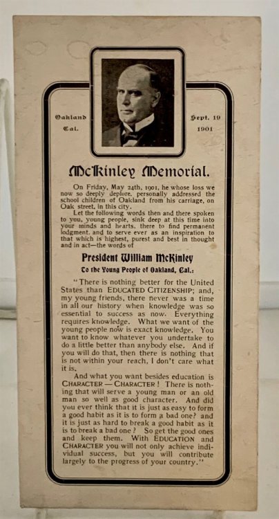 Mckinley Memorial 1901 Address to the Young People of Oakland, Cal.