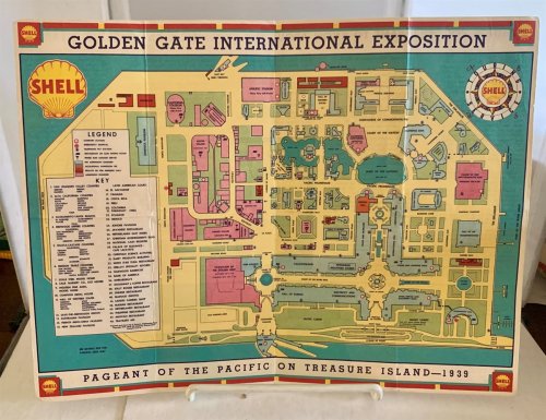 Golden Gate International Exposition: Pageant of the Pacific on Treasure Island - 1939 (The Map is Sponsored by or Produced by Shell Oil Company)
