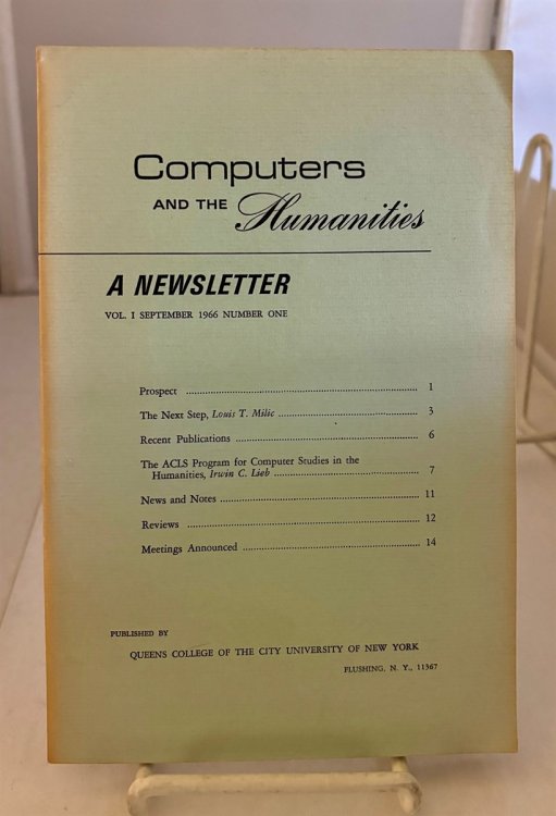 Computers and the Humanities a Newsletter Vol 1, Sept 1966, Number One