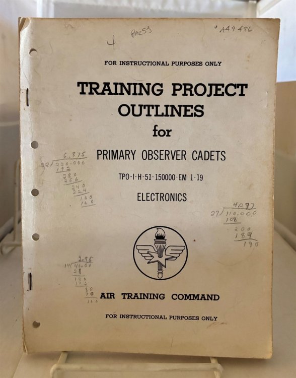 Training Projects Outlines for Primary Oberver Cadets : Electronics Tpo-1-H-51-150000-Em 1-19