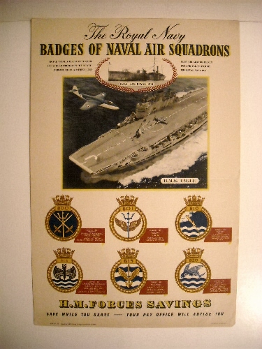 Royal Navy: Badges of the Naval Air Squadrons. 800, 801, 810, 813, 815, 820. (Recruiting Poster)