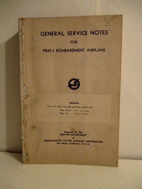 General Service Notes for PB4Y-1 Bombardment Airplane.