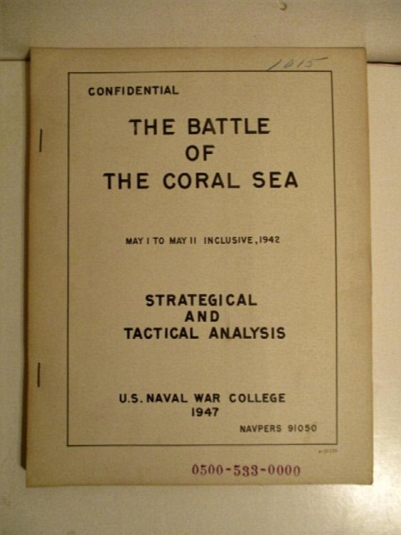 Battle of the Coral Sea: May 1 to May 11 Inclusive, 1942. NAVPERS 91050. Confidential.