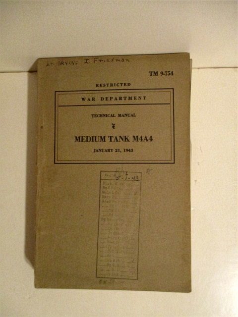 TM 9-754. Medium Tank M4A4. Restricted.