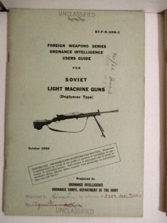 Users Guide for Soviet Light Machine Guns (Degryarev Type). Foreign Weapons Series ST F 9-206-1. Restricted.