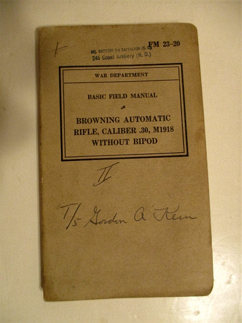 FM 23-20. Browning Automatic Rifle, Caliber .30, M1918 without Bipod.