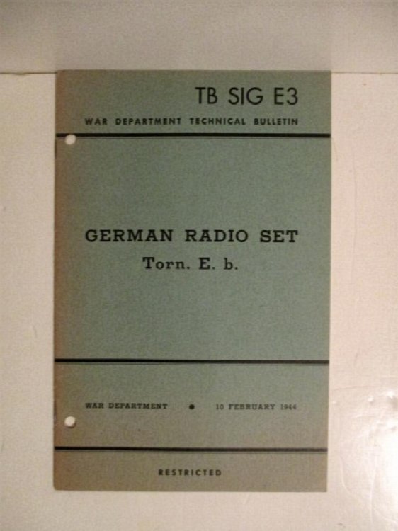 Image for TB SIG E 3. German Radio Set Torn. E. b. Restricted. TB SIG E 3. German Radio Set Torn. E. b. Restricted.