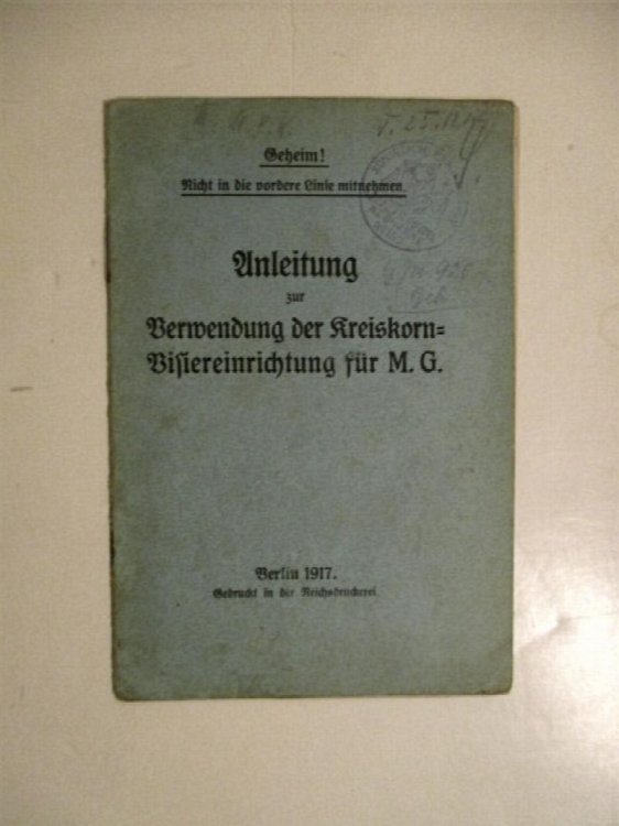 Anleitung zur Verwendung der Kreiskorn-Visiereinrichtung fur M.G.