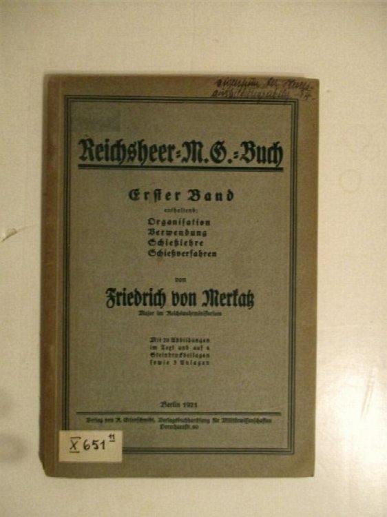 Reichsheer M.G. Buch. Erster Band.