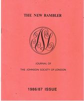 NEW RAMBLER [THE]: JOURNAL OF THE JOHNSON SOCIETY OF LONDON 1986/87 Issue