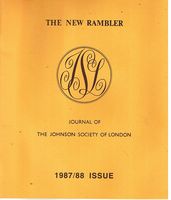 NEW RAMBLER [THE]: JOURNAL OF THE JOHNSON SOCIETY OF LONDON 1987/88 ISSUE
