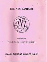 NEW RAMBLER [THE]: JOURNAL OF THE JOHNSON SOCIETY OF LONDON 1988/89 Issue [Diamond Jubilee Issue]