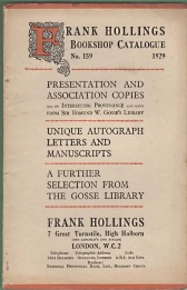 Image for Frank Hollings Bookshop Catalogue: No. 159.; 1929 Frank Hollings Bookshop Catalogue: No. 159.; 1929