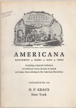 AMERICANA : manuscripts, books, maps, views . including a special collection of California views (Kuchel & Dresel) and many items relating to the American revolution.