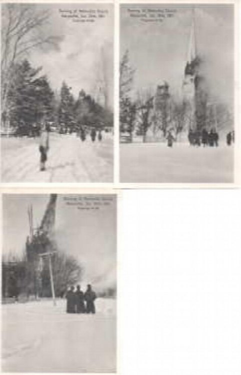 POST CARDS; Burning of Methodist Church, Marysville, 29th January, 1911
