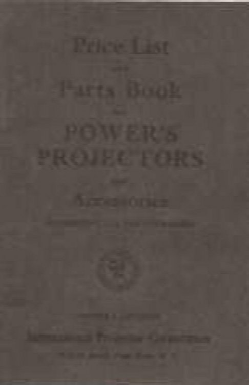 Price list and parts book for Power's projectors and accessories