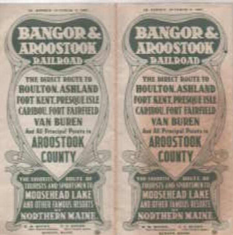 BANGOR AND AROOSTOOK RAILROAD TIMETABLE 1905