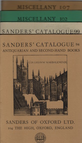 [Bookseller catalogs of Sanders of Oxford] 8 issues
