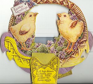 EASTER GREETING CARD; Fold Out Tissue Expansion Circa 1926