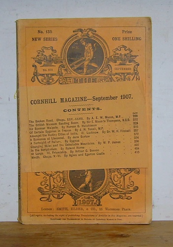 The Cornhill Magazine. Single issue for September 1907 (New Series No 135)