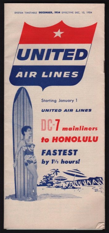 UNITED AIR LINES STARTING JANUARY 1, UNITED AIR LINES DC-7 MAINLINERS TO HONOLULU FASTEST BY 1-1/2 HOURS