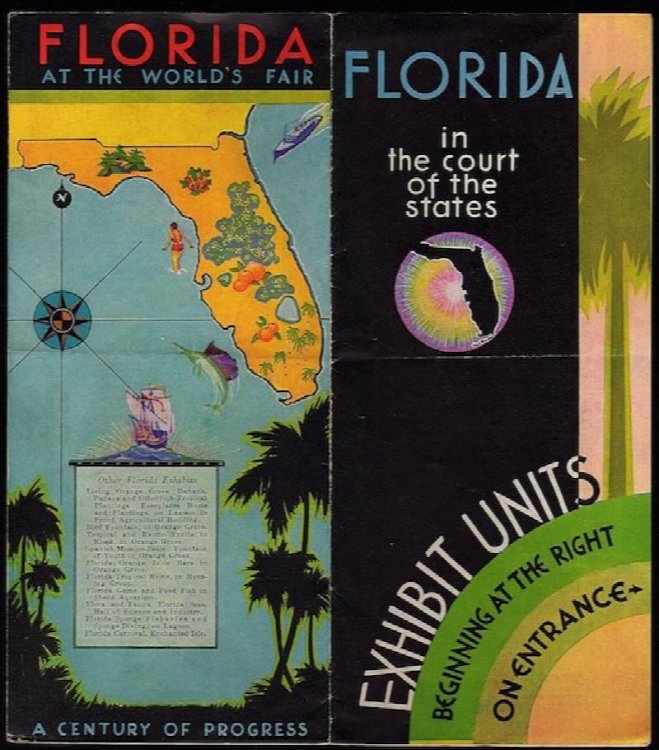 FLORIDA IN THE COURT OF STATES EXHIBIT UNITS (ON BACK: FLORIDA AT THE WORLD'S FAIR, A CENTURY OF PROGRESS)