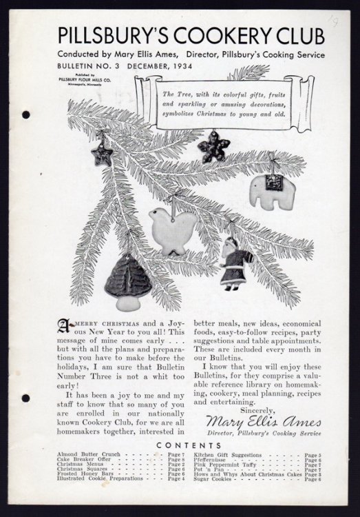 PILLSBURY'S COOKERY CLUB, BULLETIN NO. 3, DECEMBER 1934