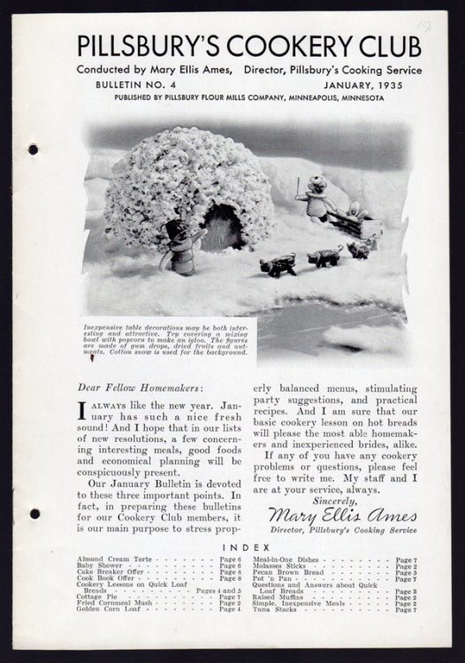 PILLSBURY'S COOKERY CLUB, BULLETIN NO. 4, JANUARY 1935