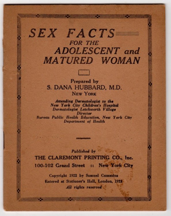 SEX FACTS FOR THE ADOLESCENT AND MATURED WOMAN