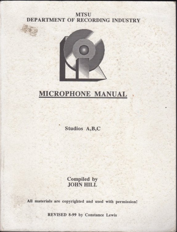 MICROPHONE MANUAL: STUDIOS A,B,C