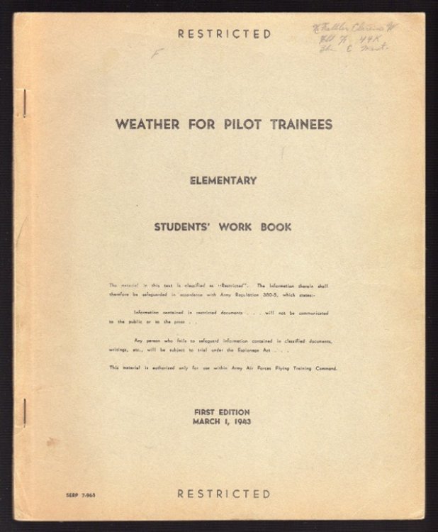 WEATHER FOR PILOT TRAINEES, ELEMENTARY STUDENTS' WORK BOOK, RESTRICTED