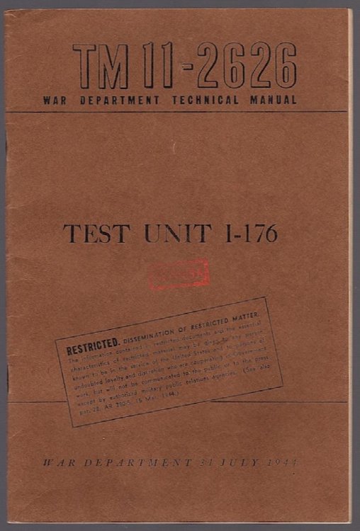 WAR DEPARTMENT TECHNICAL MANUAL, TM-2626: TEST UNIT I-176