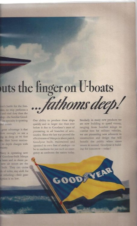 Goodyear Advertisement: It Puts the Finger on U-Boats.fathoms deep!