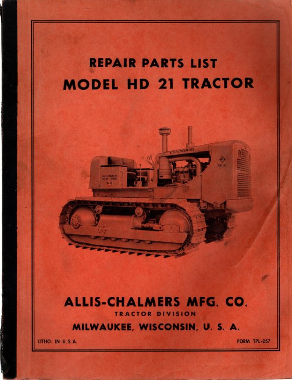 Repair Parts List Model HD 21 Tractor