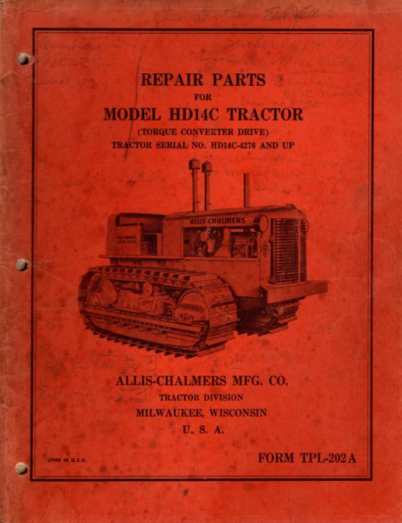 Repair Parts for Model HD14C Tractor
