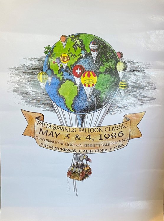 Hot Air Balloon Posters (Collection of 2): Palm Springs Balloon Classic May 3 & 4, 1986; and, Gordon Bennett Balloon Race, Mile Square Park, Fountain Valley, California, May 8, 1982 (2 copies)